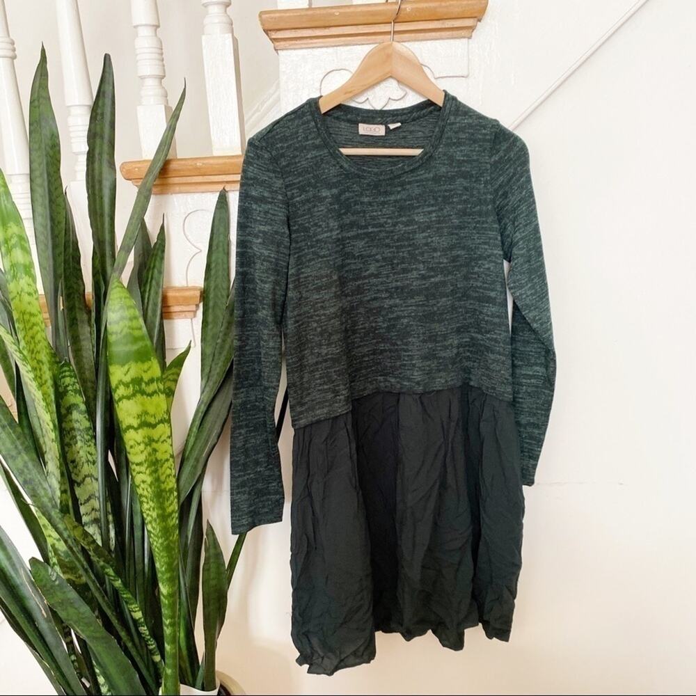 LOGO by Lori Goldstein dark green mini dress XS